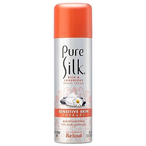 Pure Silk Sensitive Skin Shaving Cream for Women - Aloe, Papaya & Willow Bark Infused, Smooth Glide Formula, Rust-Proof Can, USA Made, 7.25 oz (Pack of 6) Avelisse