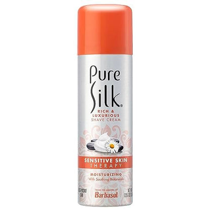 Pure Silk Sensitive Skin Shaving Cream for Women - Aloe, Papaya & Willow Bark Infused, Smooth Glide Formula, Rust-Proof Can, USA Made, 7.25 oz (Pack of 6) Avelisse