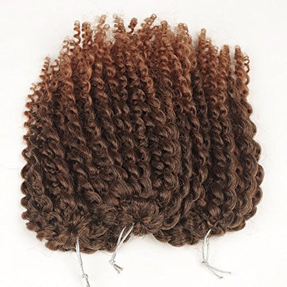 SHAROPUL Kinky Curly Crochet Hair 8 Inch Ombre Color 3-Pack - Synthetic Afro Marley Twist Braids for Black Women (1B/30)