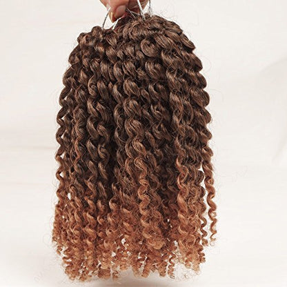 SHAROPUL Kinky Curly Crochet Hair 8 Inch Ombre Color 3-Pack - Synthetic Afro Marley Twist Braids for Black Women (1B/30)