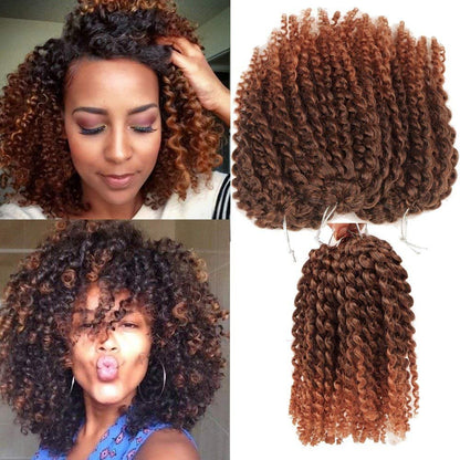 SHAROPUL Kinky Curly Crochet Hair 8 Inch Ombre Color 3-Pack - Synthetic Afro Marley Twist Braids for Black Women (1B/30)