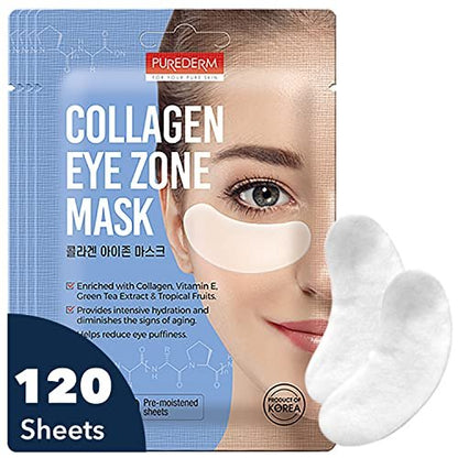 Purederm Deluxe Collagen Eye Mask – 4 Pack, 120 Sheets – Anti-Aging & Wrinkle Care Eye Patches for Dark Circles & Puffiness