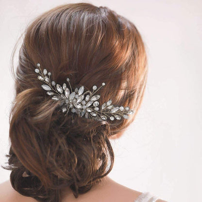 Yean Silver Rhinestone Opal Crystal Vintage Wedding Hair Comb - Bridal Hair Clip for Brides and Bridesmaids Avelisse