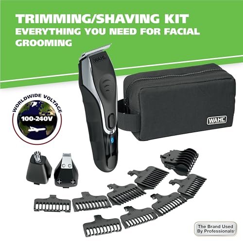 Wahl Aqua Blade Rechargeable Wet/Dry Lithium-Ion Beard Trimmer for Men - 21 Piece Set, Model 9899-100 Avelisse