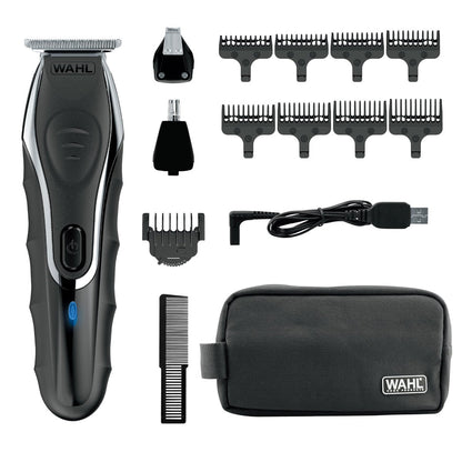 Wahl Aqua Blade Rechargeable Wet/Dry Lithium-Ion Beard Trimmer for Men - 21 Piece Set, Model 9899-100 Avelisse