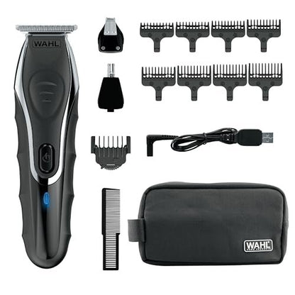 Wahl Aqua Blade Rechargeable Wet/Dry Lithium-Ion Beard Trimmer for Men - 21 Piece Set, Model 9899-100 Avelisse