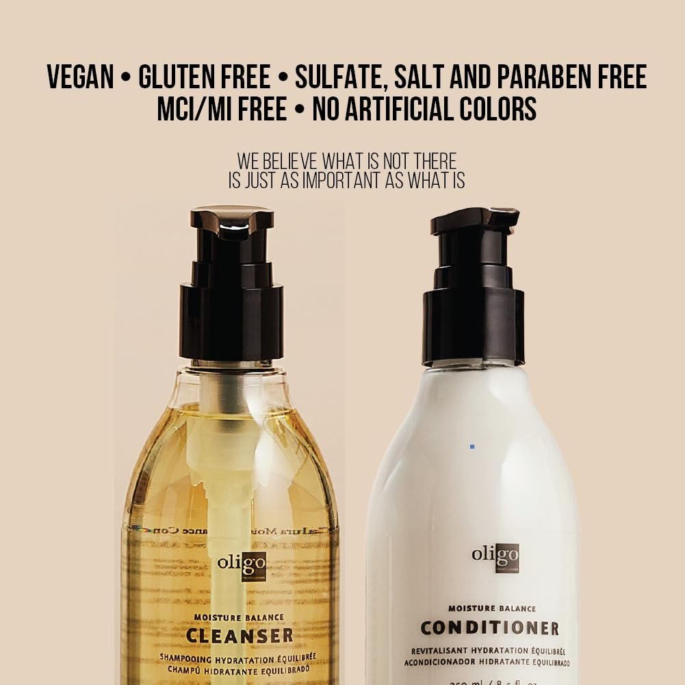 Oligo Professionnel Calura Moisture Balance Shampoo & Conditioner Set – Sulfate-Free, Vegan, Paraben-Free, Color-Safe Hydrating Duo for Dry Hair (8.5 oz Each) Avelisse