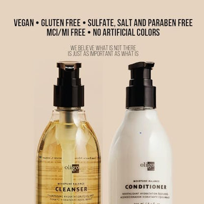 Oligo Professionnel Calura Moisture Balance Shampoo & Conditioner Set – Sulfate-Free, Vegan, Paraben-Free, Color-Safe Hydrating Duo for Dry Hair (8.5 oz Each) Avelisse