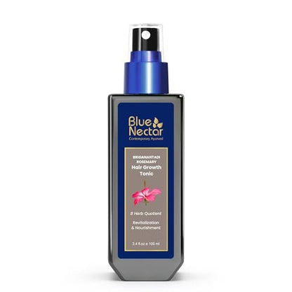 Blue Nectar Hair Growth Serum with Rosemary Oil - Ayurvedic Hair Tonic Spray (8 Herbs, 3.38 Fl Oz)