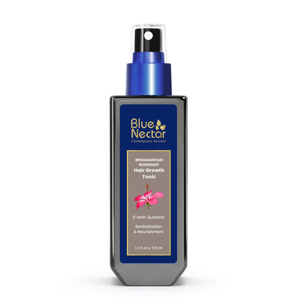 Blue Nectar Hair Growth Serum with Rosemary Oil - Ayurvedic Hair Tonic Spray (8 Herbs, 3.38 Fl Oz)