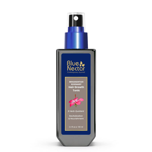 Blue Nectar Hair Growth Serum with Rosemary Oil - Ayurvedic Hair Tonic Spray (8 Herbs, 3.38 Fl Oz)