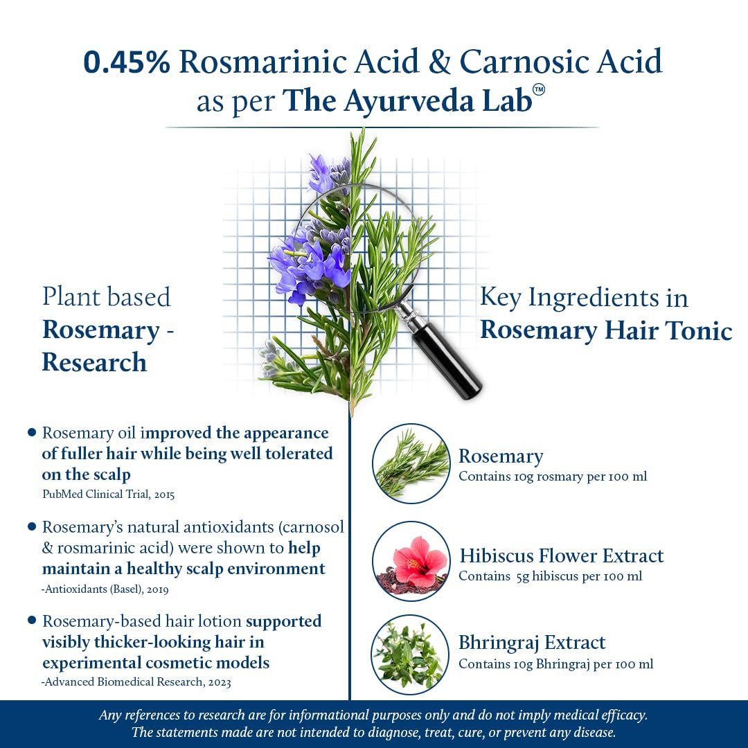 Blue Nectar Hair Growth Serum with Rosemary Oil - Ayurvedic Hair Tonic Spray (8 Herbs, 3.38 Fl Oz) - görsel 7