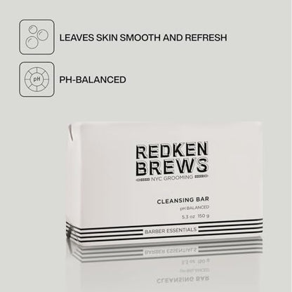Redken Brews Men's Cleanse Bar - Multi-Purpose Bar Soap for Face and Body, Moisturizing & Deodorizing, Clean Fresh Scent, 5.3 oz