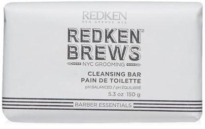 Redken Brews Men's Cleanse Bar - Multi-Purpose Bar Soap for Face and Body, Moisturizing & Deodorizing, Clean Fresh Scent, 5.3 oz