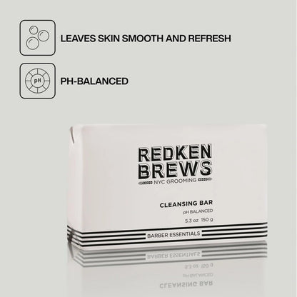 Redken Brews Men's Cleanse Bar - Multi-Purpose Bar Soap for Face and Body, Moisturizing & Deodorizing, Clean Fresh Scent, 5.3 oz