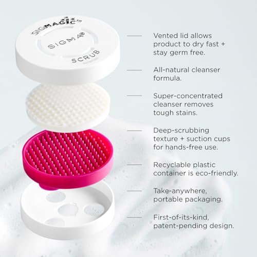 Sigma Beauty Portable 2-in-1 SigMagic Scrub – Solid Silicone Makeup Brush Cleaner, Professional Grade, Pink (1 Count) - görsel 11