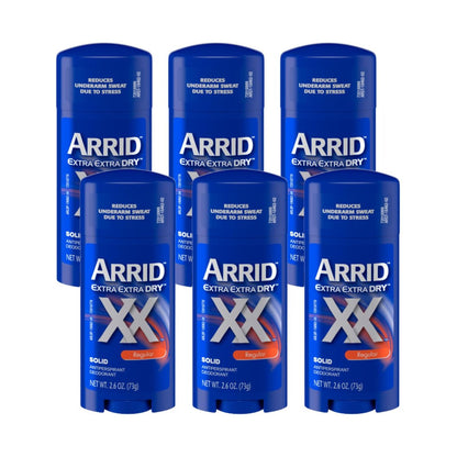 Arrid XX Extra Extra Dry Solid Antiperspirant Deodorant, Regular, 2.6 oz (Pack of 6) Avelisse