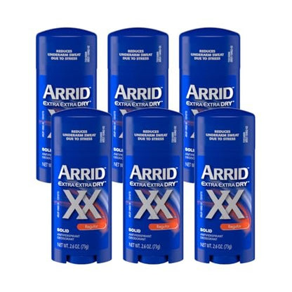 Arrid XX Extra Extra Dry Solid Antiperspirant Deodorant, Regular, 2.6 oz (Pack of 6) Avelisse