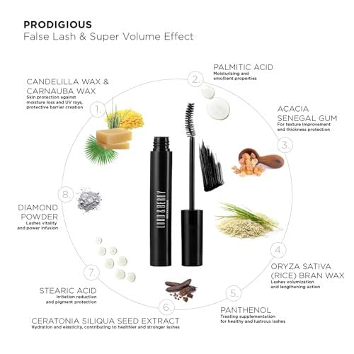 Lord & Berry Prodigious Mascara – Curling & Volumizing, Smudge-Free, Nourishing with Diamond Powder, False Lash Effect, 0.33 fl oz - görsel 10