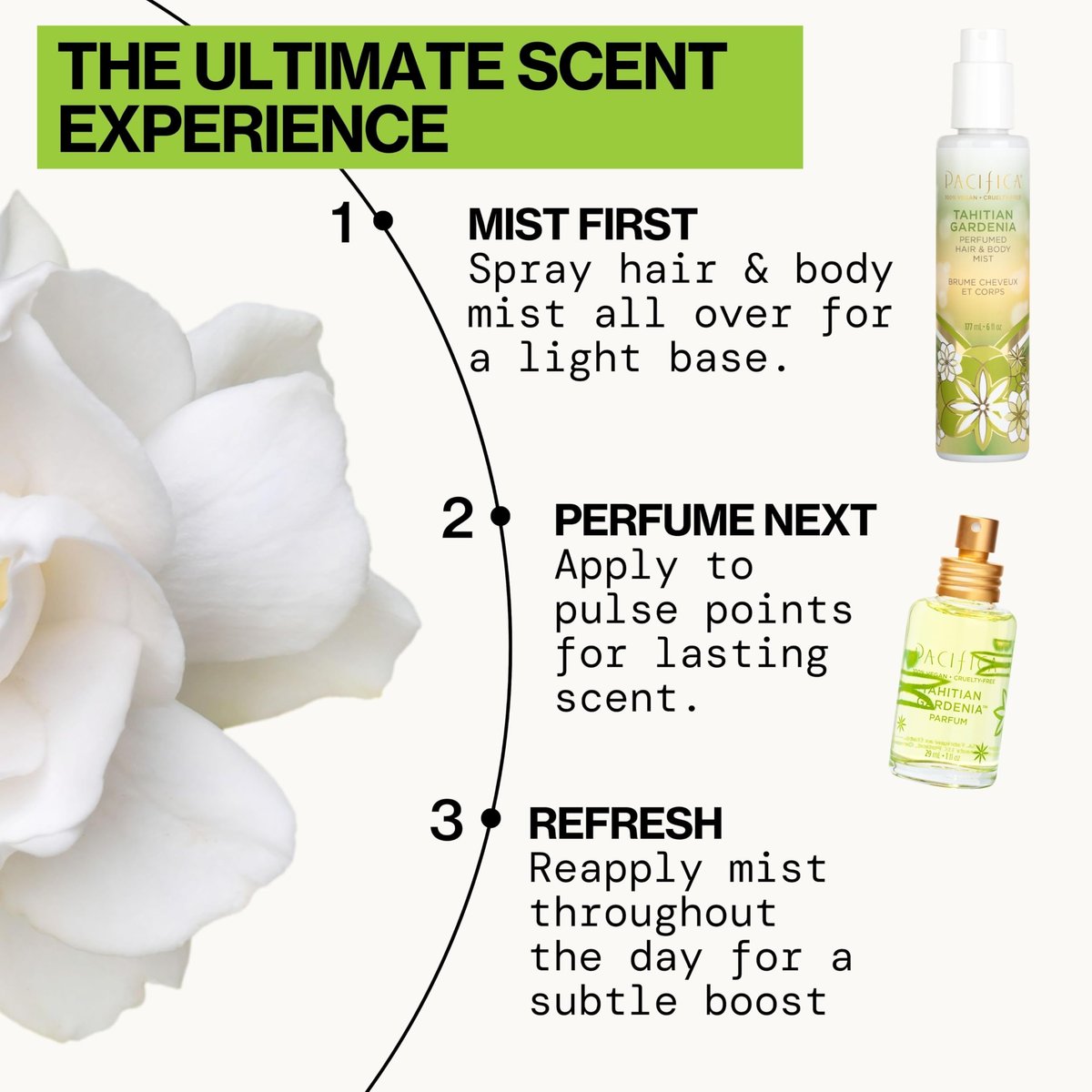Pacifica Tahitian Gardenia Perfumed Hair & Body Mist - Alcohol-Free, Vegan & Cruelty-Free, 6 Fl Oz Avelisse