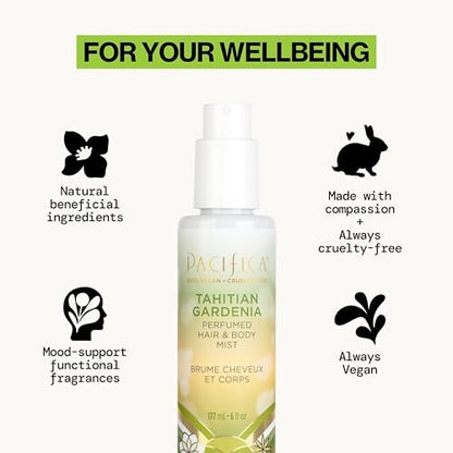 Pacifica Tahitian Gardenia Perfumed Hair & Body Mist - Alcohol-Free, Vegan & Cruelty-Free, 6 Fl Oz Avelisse