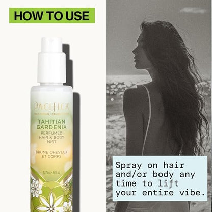 Pacifica Tahitian Gardenia Perfumed Hair & Body Mist - Alcohol-Free, Vegan & Cruelty-Free, 6 Fl Oz Avelisse