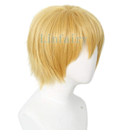 Linfairy Short Blonde Cosplay Wig - Halloween Costume Cat Wig for Men Avelisse