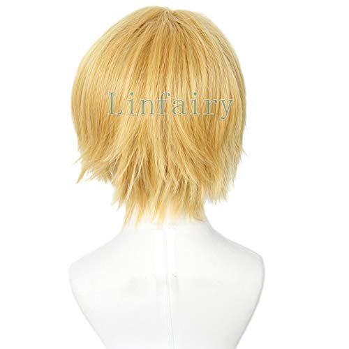 Linfairy Short Blonde Cosplay Wig - Halloween Costume Cat Wig for Men Avelisse