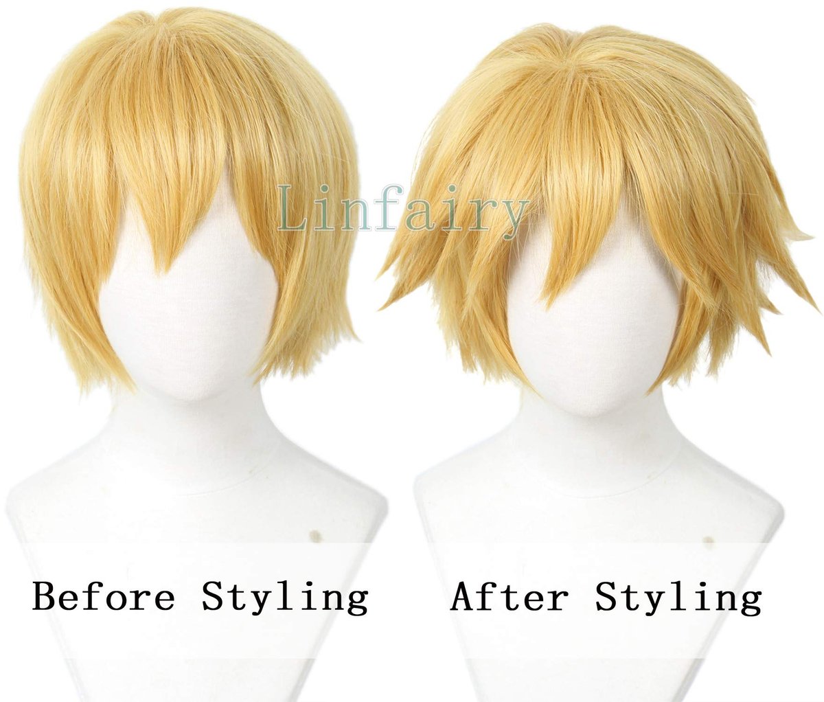 Linfairy Short Blonde Cosplay Wig - Halloween Costume Cat Wig for Men Avelisse