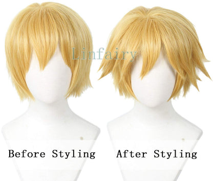 Linfairy Short Blonde Cosplay Wig - Halloween Costume Cat Wig for Men Avelisse