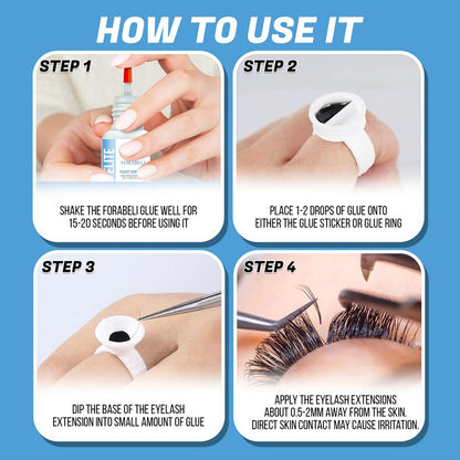 Forabeli Elite Eyelash Extension Glue - Professional Black Lash Adhesive, Ultra-Fast Dry 0.5-1 Second, 7-Week Retention, 5ml Avelisse