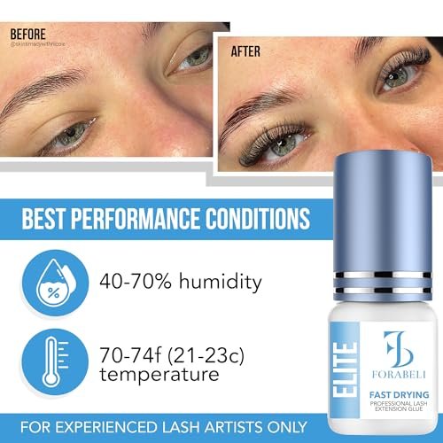Forabeli Elite Eyelash Extension Glue - Professional Black Lash Adhesive, Ultra-Fast Dry 0.5-1 Second, 7-Week Retention, 5ml Avelisse
