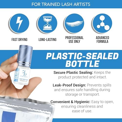 Forabeli Elite Eyelash Extension Glue - Professional Black Lash Adhesive, Ultra-Fast Dry 0.5-1 Second, 7-Week Retention, 5ml Avelisse