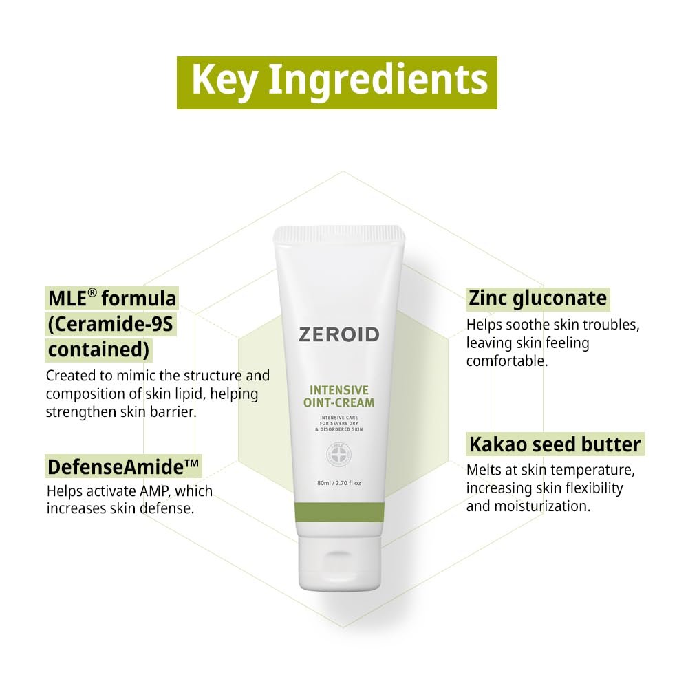 ZEROID Intensive Oint-Cream – Face Moisturizer for Extremely Dry, Sensitive & Disordered Skin – Soothing & Moisturizing Face Lotion – 2.7 fl oz (80ml) Avelisse