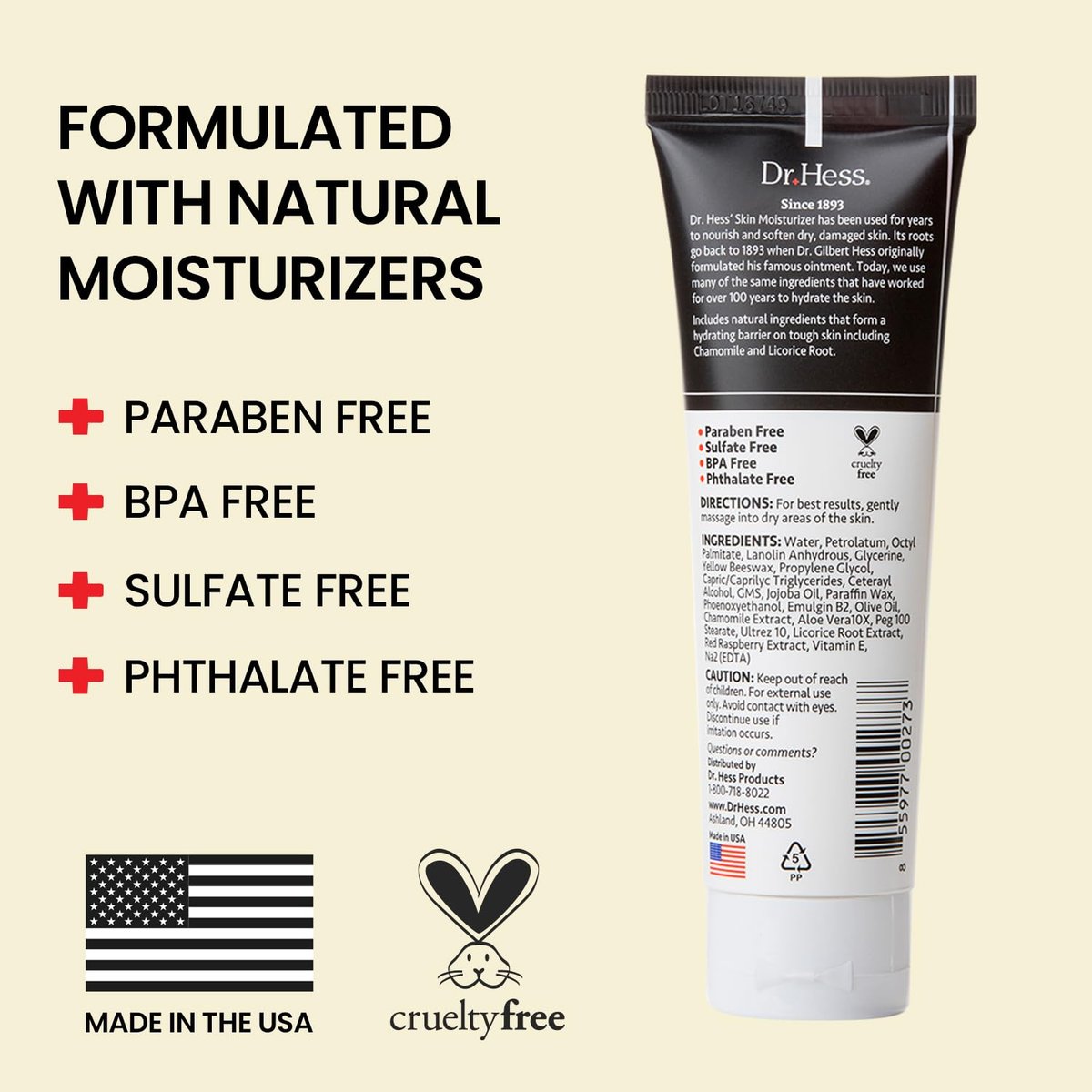Dr Hess Men's Moisturizer - All Natural Tough Skin Cream with Lanolin, Beeswax, Licorice Root & Chamomile, Hand & Body Lotion for Dry, Damaged Skin, Paraben, Sulfate, BPA & Phthalate Free, 4oz - görsel 11