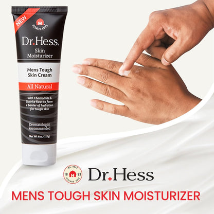 Dr Hess Men's Moisturizer - All Natural Tough Skin Cream with Lanolin, Beeswax, Licorice Root & Chamomile, Hand & Body Lotion for Dry, Damaged Skin, Paraben, Sulfate, BPA & Phthalate Free, 4oz