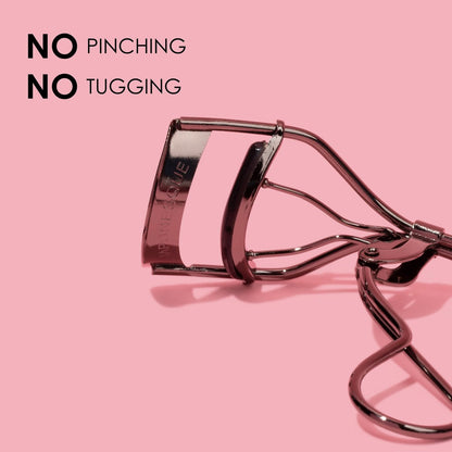 JAPONESQUE Extreme Lash Curler – Scissor Comfort Handle, Deep Curl, 8-Hour Hold, High Arch Design, Gunmetal (Includes 1 Refill Pad)