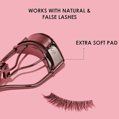 JAPONESQUE Extreme Lash Curler – Scissor Comfort Handle, Deep Curl, 8-Hour Hold, High Arch Design, Gunmetal (Includes 1 Refill Pad)