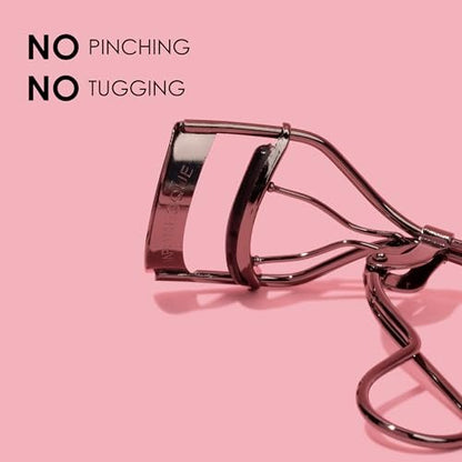JAPONESQUE Extreme Lash Curler – Scissor Comfort Handle, Deep Curl, 8-Hour Hold, High Arch Design, Gunmetal (Includes 1 Refill Pad)
