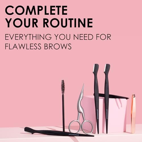 JAPONESQUE Brow Scissors and Spoolie - Stainless Steel Precision Grooming Scissors for Eyebrow Trimming and Shaping Avelisse