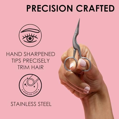 JAPONESQUE Brow Scissors and Spoolie - Stainless Steel Precision Grooming Scissors for Eyebrow Trimming and Shaping Avelisse