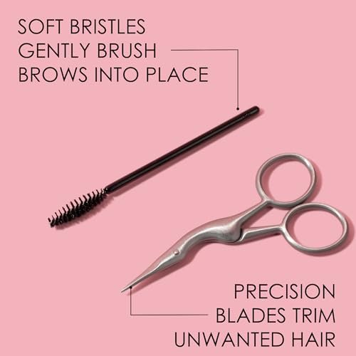 JAPONESQUE Brow Scissors and Spoolie - Stainless Steel Precision Grooming Scissors for Eyebrow Trimming and Shaping Avelisse
