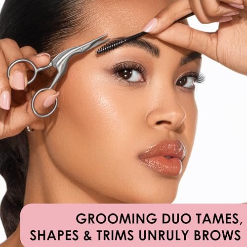JAPONESQUE Brow Scissors and Spoolie - Stainless Steel Precision Grooming Scissors for Eyebrow Trimming and Shaping Avelisse