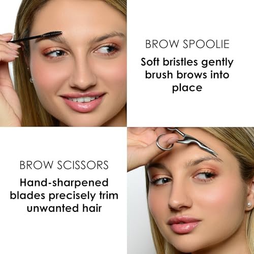 JAPONESQUE Brow Scissors and Spoolie - Stainless Steel Precision Grooming Scissors for Eyebrow Trimming and Shaping Avelisse