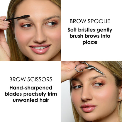 JAPONESQUE Brow Scissors and Spoolie - Stainless Steel Precision Grooming Scissors for Eyebrow Trimming and Shaping Avelisse
