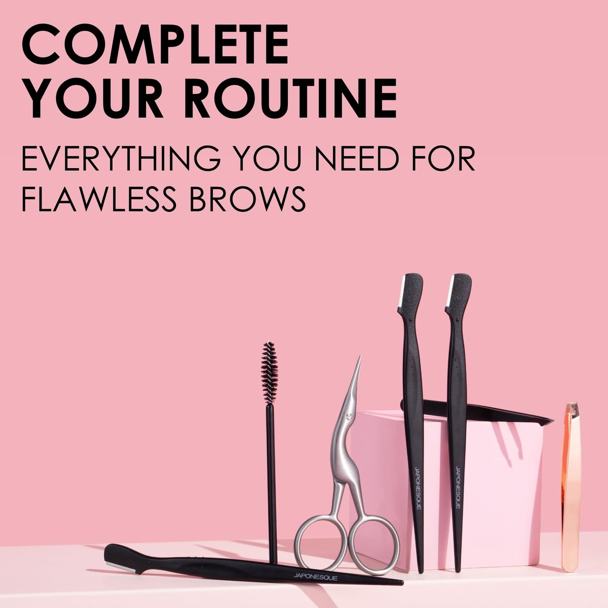 JAPONESQUE Brow Scissors and Spoolie - Stainless Steel Precision Grooming Scissors for Eyebrow Trimming and Shaping Avelisse