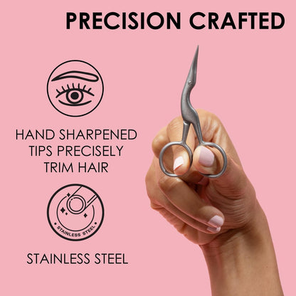 JAPONESQUE Brow Scissors and Spoolie - Stainless Steel Precision Grooming Scissors for Eyebrow Trimming and Shaping Avelisse