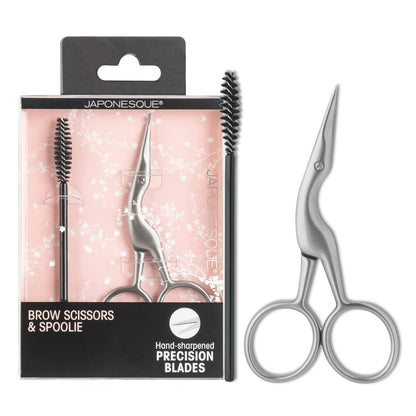 JAPONESQUE Brow Scissors and Spoolie - Stainless Steel Precision Grooming Scissors for Eyebrow Trimming and Shaping Avelisse