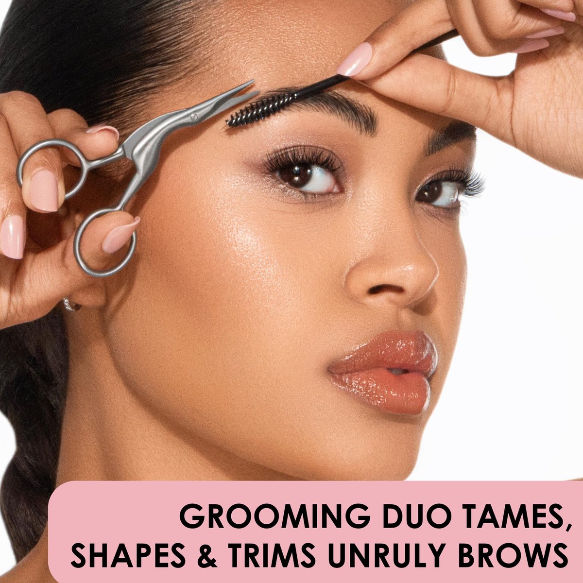 JAPONESQUE Brow Scissors and Spoolie - Stainless Steel Precision Grooming Scissors for Eyebrow Trimming and Shaping Avelisse