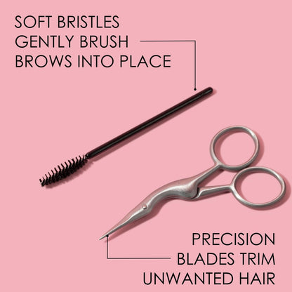 JAPONESQUE Brow Scissors and Spoolie - Stainless Steel Precision Grooming Scissors for Eyebrow Trimming and Shaping Avelisse